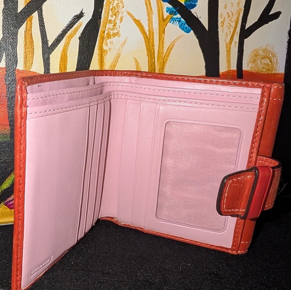Coach Rust/Orange Compact Wallet - Picture 4 of 8